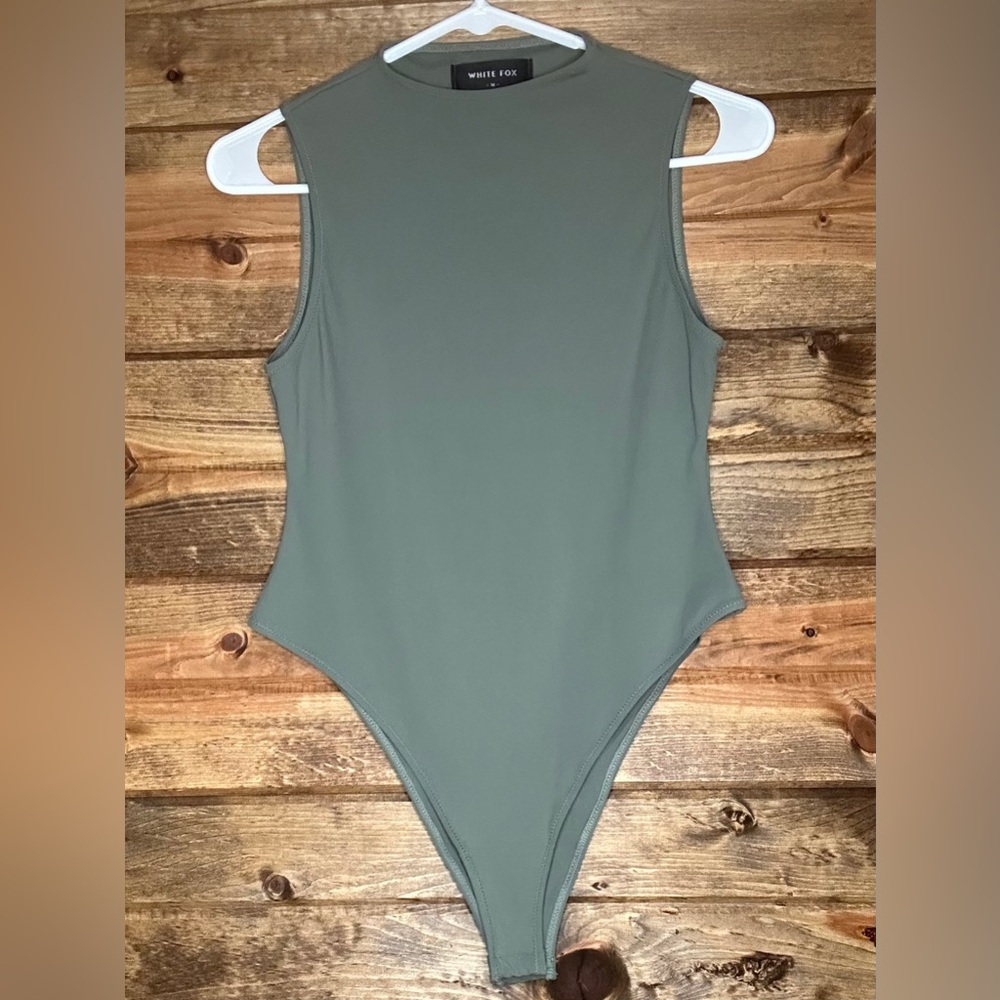 White Fox Keep You Around Olive Green Bodysuit Size Medium